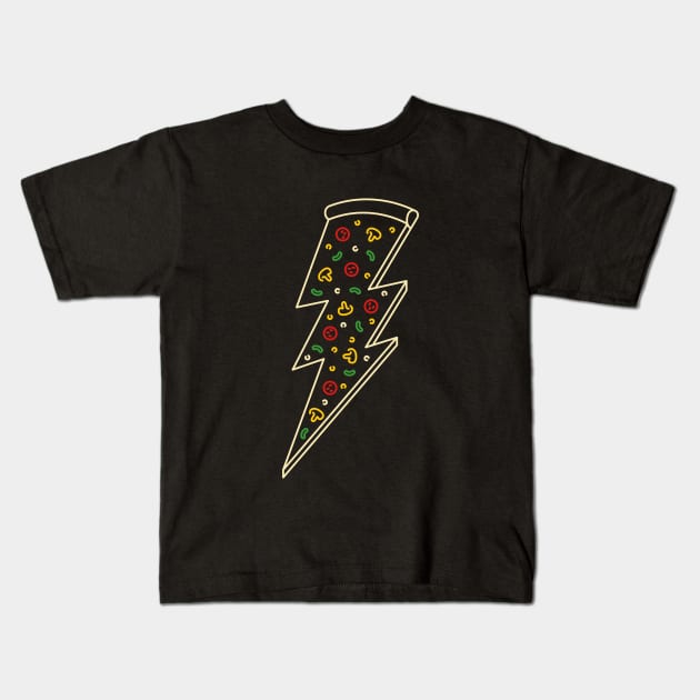 Lightning Pizza Kids T-Shirt by VEKTORKITA